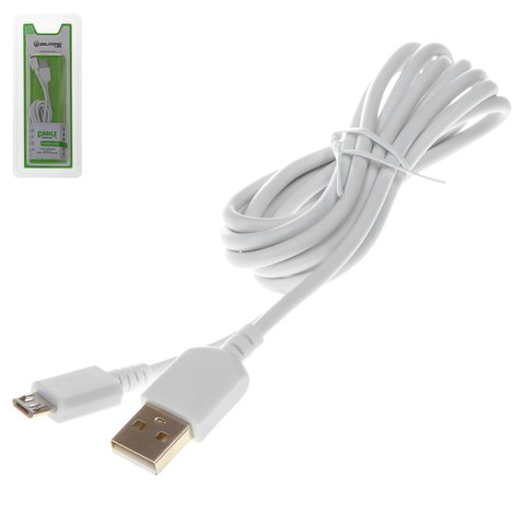 USB кабель Bilitong для планшетів; мобільних телефонів, USB тип A, micro USB тип B, 150 см, білий