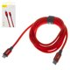 USB кабель Baseus Yiven, USB тип-C, Lightning, 200 см, 2 A, червоний, в нейлоновому обплетенні, Lightning до USB тип-C, #CATLYW-D09
