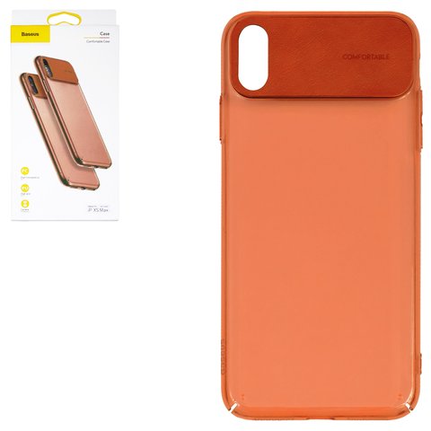 Чохол Baseus для iPhone XS Max, помаранчевий, прозорий, зі вставкою із PU шкіри, пластик, PU шкіра, #WIAPIPH65 SS07
