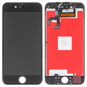 Дисплей для iPhone 6S, черный, с рамкой, Copy, с пластиками камеры и датчика приближения, tianma