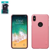 Чохол Nillkin Super Frosted Shield для iPhone X, iPhone XS, рожевий, матовий, з отвором під логотип, пластик, #6902048147379