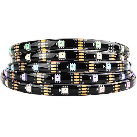 Світлодіодна стрічка RGB SMD5050, WS2815 чорна, з управлінням, IP65, 12 В, 30 діодів м, 5 м