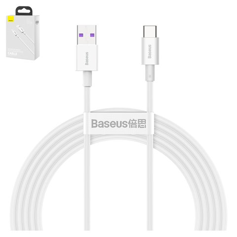 USB кабель Baseus Superior, USB тип C, USB тип A, 200 см, 66 Вт, 6 А, білий, #CATYS A02