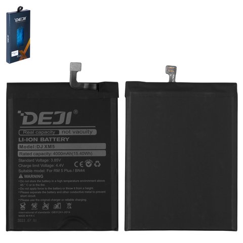 Аккумулятор Deji BN44 для Xiaomi Redmi 5 Plus, Li ion, 3,85 B, 4000 мАч