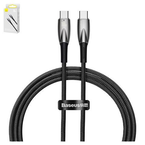 USB кабель Baseus Glimmer, 2xUSB тип C, 100 см, 100 Вт, черный, #CADH000701