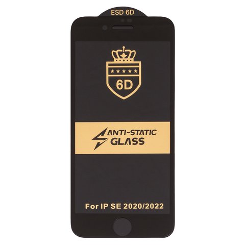 Захисне скло ESD 6D для Apple iPhone SE 2020, сумісне з чохлом, Full Glue, Anti Static, без упаковки , чорний