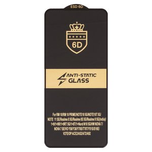 Захисне скло ESD 6D для Vivo Y30; Oppo A52; Xiaomi Redmi 10 2021 , Redmi Note 10 5G, сумісне з чохлом, Full Glue, Anti Static, без упаковки , чорний