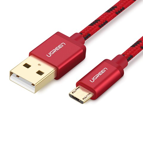 USB Cable UGREEN, USB type A, micro USB type B, 100 cm, 2 A, red  #6957303844579