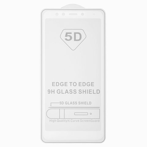 Tempered Glass Screen Protector All Spares compatible with Xiaomi Redmi 5, 0,26 mm 9H, 5D Full Glue, white, the layer of glue is applied to the entire surface of the glass, MDG1, MDI1 