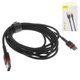 USB Cable Baseus Cafule, (USB type-A, USB type C, 200 cm, 2 A, red, black) #CATKLF-C91