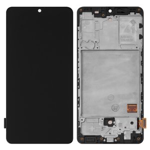 Pantalla LCD puede usarse con Samsung A415 Galaxy A41, negro, con marco, High Copy, OLED 