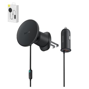 Car Charger Baseus CW01 Magnetic Claw Edition, black, with cable, with button, 40 W, 1 output, 12 24 V  #C40141000111 01