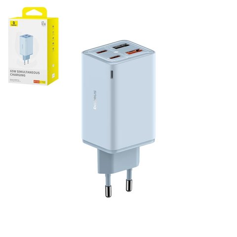 Mains Charger Baseus GaN6 Pro, 65 W, Power Delivery PD , Fast Charge, blue, 4 output  #P10162701313 00