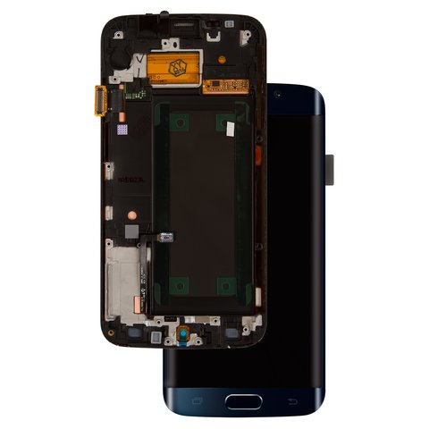 LCD compatible with Samsung G925F Galaxy S6 EDGE, dark blue, with frame, original change glass 
