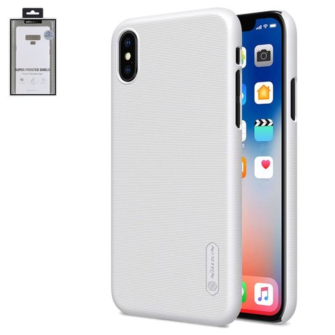 Case Nillkin Super Frosted Shield compatible with Apple iPhone X, iPhone XS, white, without logo hole, matt, plastic  #6902048146259