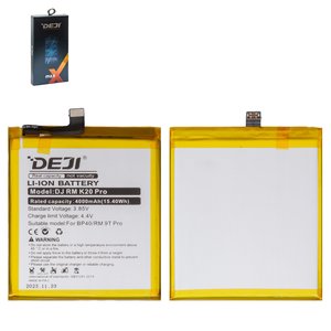 Аккумулятор Deji BP40 для Xiaomi Mi 9T Pro, Redmi K20 Pro, Li ion, 3,85 B, 4000 мАч