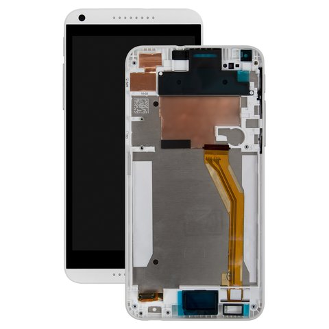 Pantalla LCD puede usarse con HTC Desire 816, blanco, con marco, con cable plano amarillo