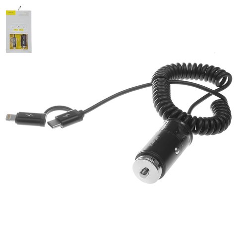 Cargador Baseus F629 1, 12 V, USB salidas 5V 2,4A , negro, con cable, 12 W, #CCALL EL01