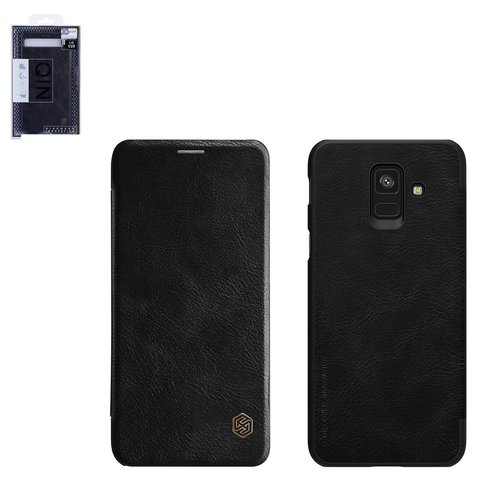 Funda Nillkin Qin leather case puede usarse con Samsung A600 Dual Galaxy A6 2018 , negro, libro, plástico, cuero PU, #6902048157873
