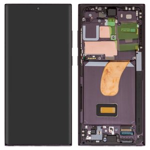 Pantalla LCD puede usarse con Samsung S918 Galaxy S23 Ultra, negro, con marco, Original PRC 