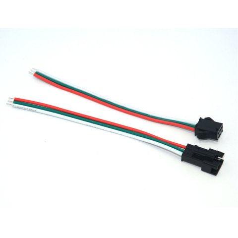 З’єднувальний кабель 3 контактний JST для світлодіодних стрічок WS2811, WS2812, male+female роз'єм