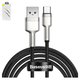 USB кабель Baseus Cafule Series Metal, USB тип-C, USB тип-A, 200 см, 66 Вт, 6 А, чорний, сріблястий, в нейлоновому обплетенні, #CAKF000201