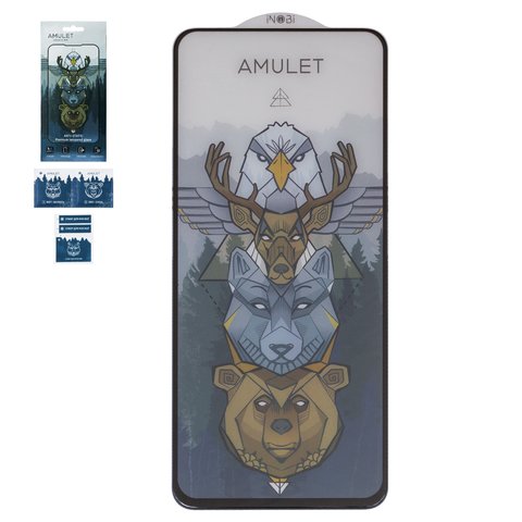 Защитное стекло iNobi Amulet для Motorola Moto G13, Moto G23 XT2333; Oppo A36, A76, Full Glue, Anti Static, черный, cлой клея нанесен по всей поверхности