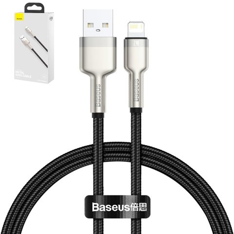 USB кабель Baseus Cafule Series Metal, USB тип A, Lightning, 100 см, 2,4 А, чорний, #CALJK A01