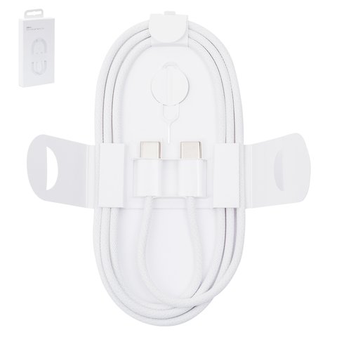 USB кабель, 2xUSB тип C, 100 см, 60 Вт, белый, в нейлоновой оплетке, box 