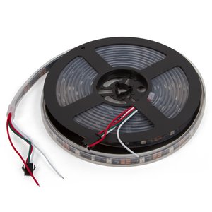 Світлодіодна стрічка, IP67, RGB, SMD 5050, WS2812B, з управлінням, чорна, 5В, 30 д/м, 1 м Світлодіодна стрічка, IP67, RGB, SMD 5050, WS2812B, з управлінням, чорна, 5В, 30 д/м, 1 м