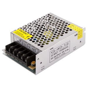 Fuente de alimentación para tiras LED de 12 V, 3.2 A (40 W), 110-220 V Fuente de alimentación para tiras LED de 12 V, 3.2 A (40 W), 110-220 V
